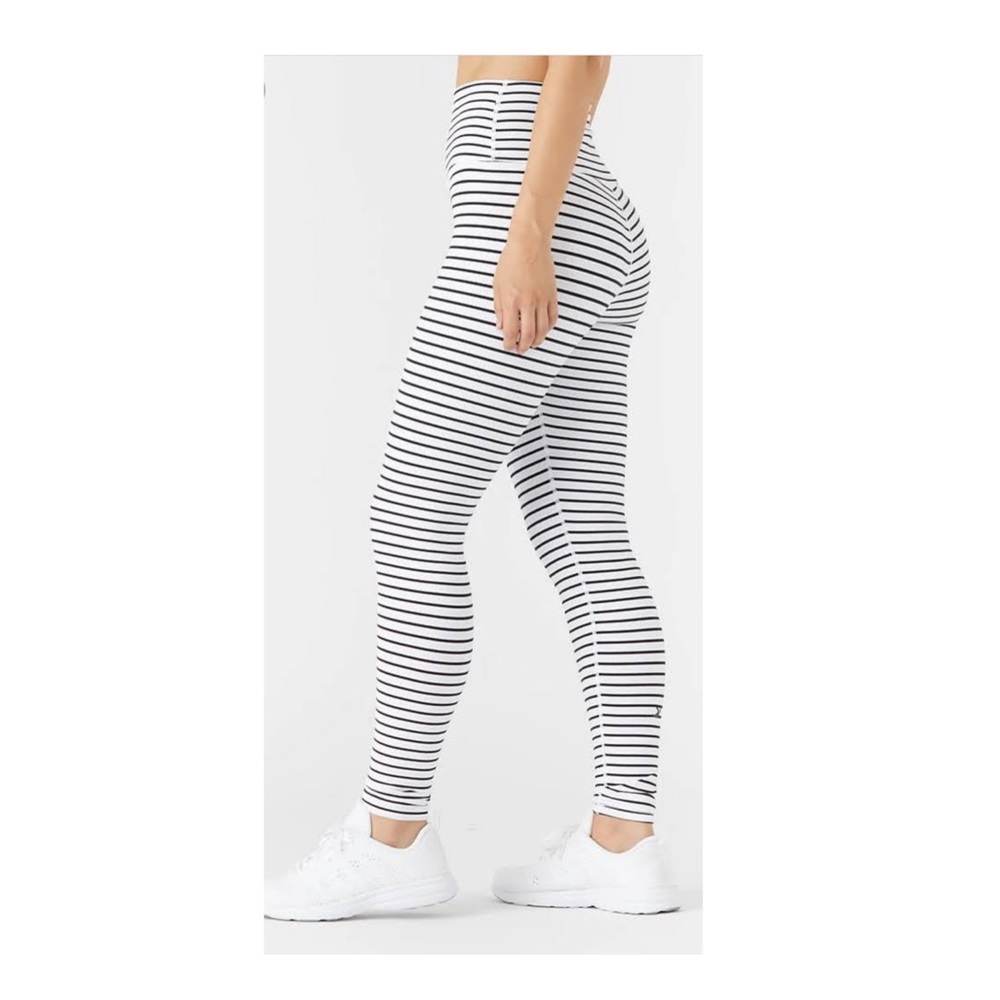 Glyder High Power White & Black Striped Leggings XXS